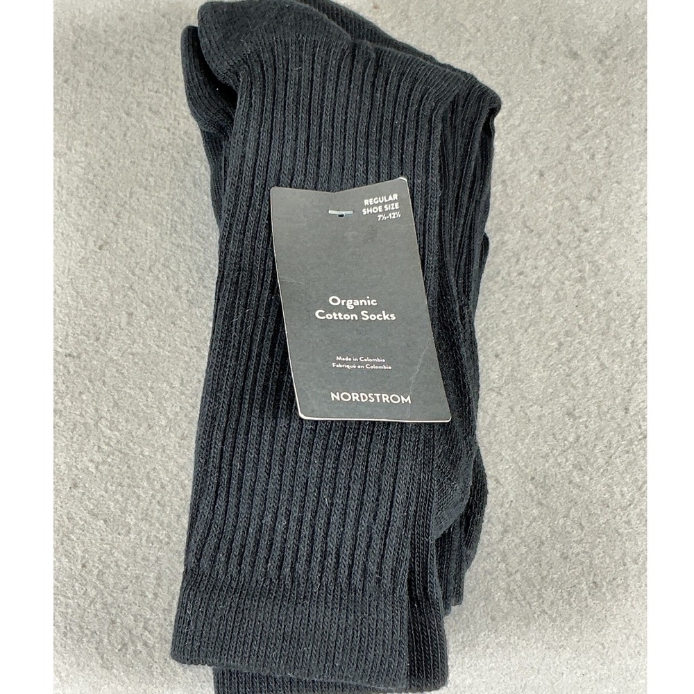 Nordstrom Organic Cotton Crew Socks Black Regular 7.5-12.5 NWT